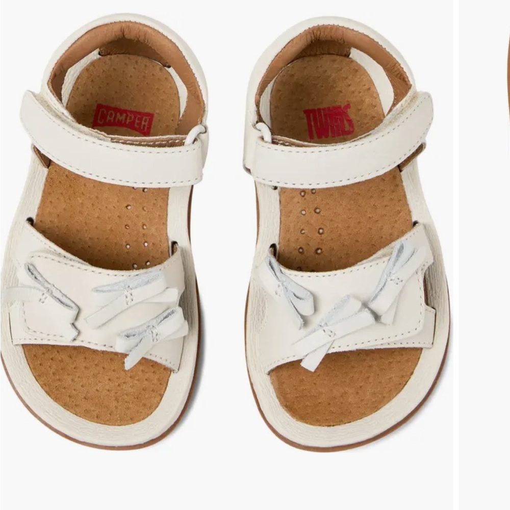 Camper Kids White Leather Sandals with Knot Detail